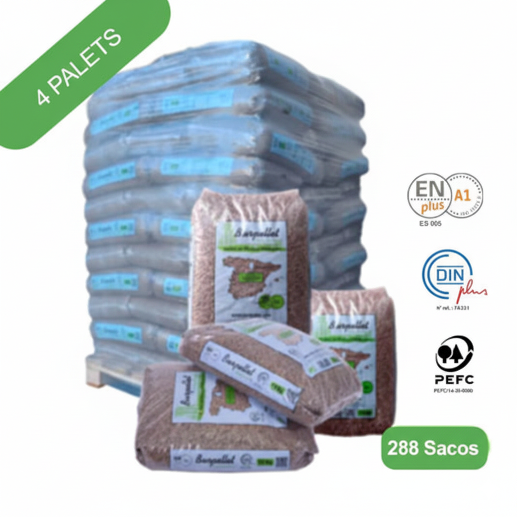 Burpellet - 4 Palets de 288 Sacos certificado Enplus 15 kg