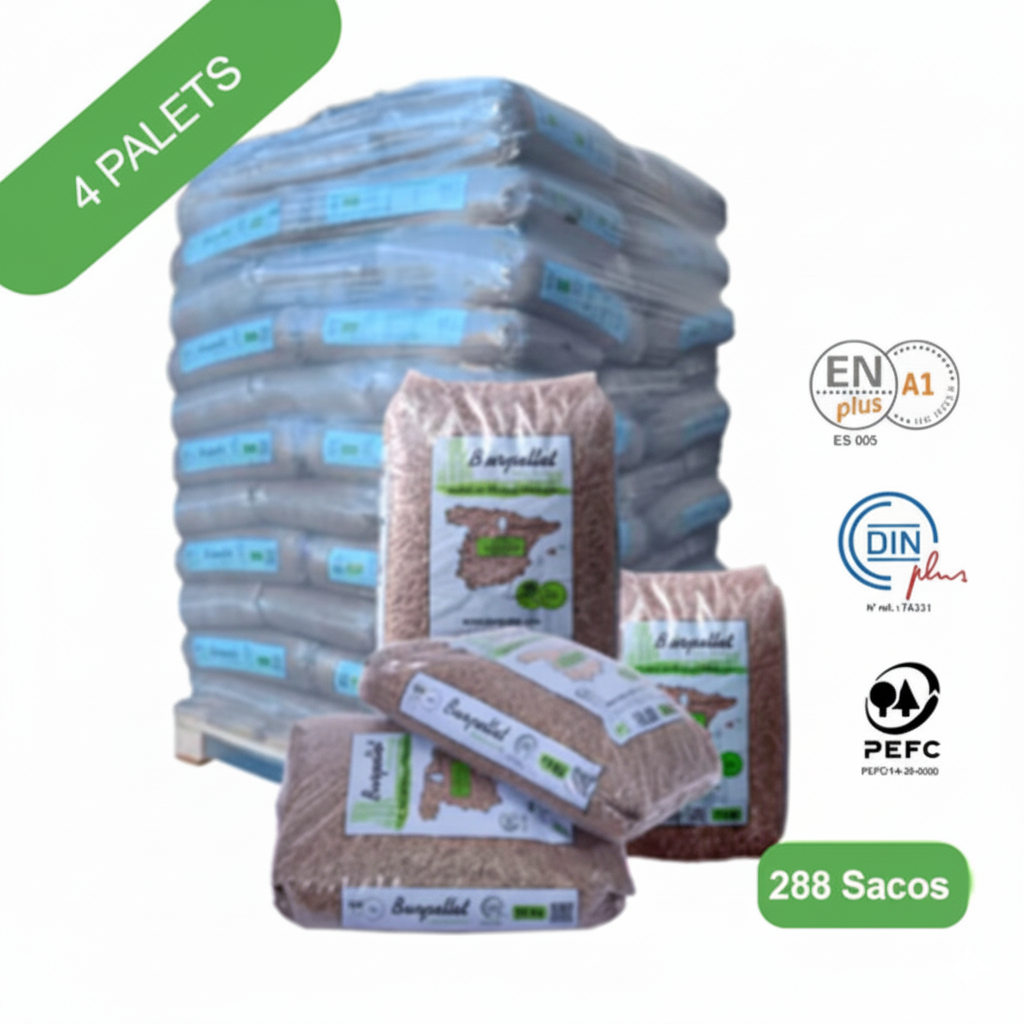 Burpellet - 4 Palets de 288 Sacos certificado Enplus 15 kg