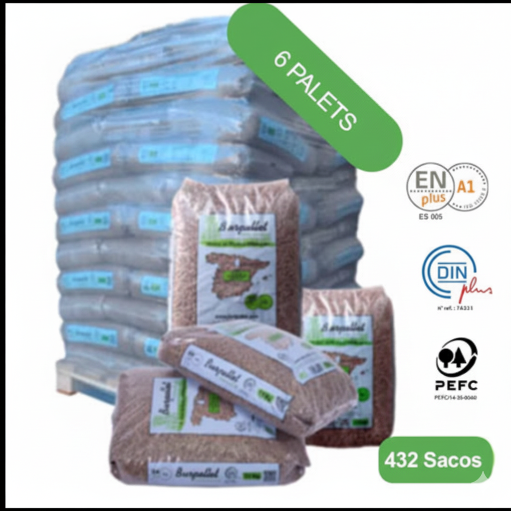 Burpellet - 6 Palets de 432 Sacos certificado Enplus 15 kg