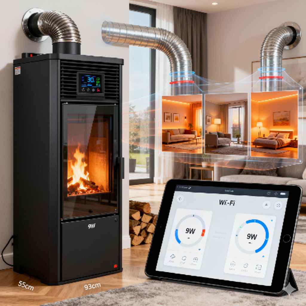 Estufa de Pellets 9 kW Canalizable - Hasta 3 Habitaciones