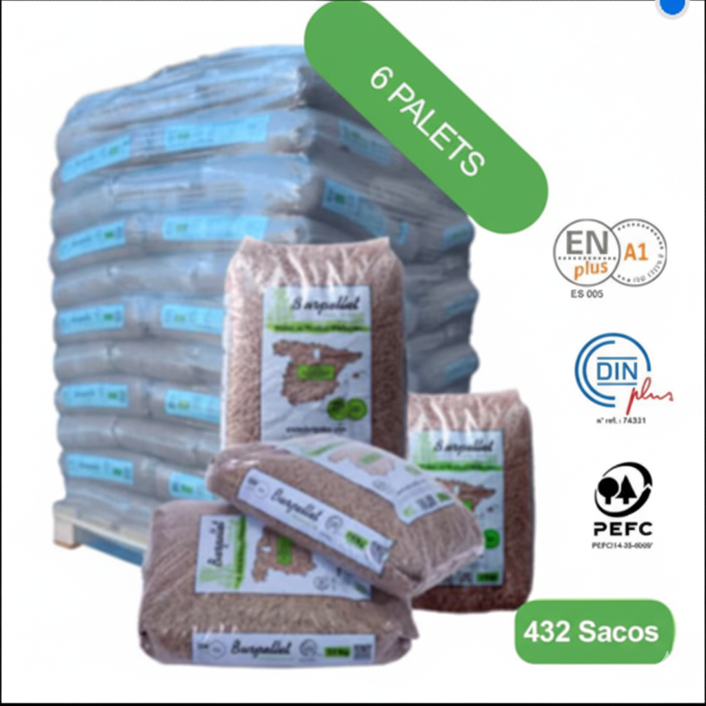 Burpellet - 6 Palets de 432 Sacos certificado Enplus 15 kg