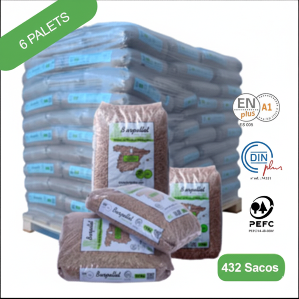 Burpellet - 6 Palets de 432 Sacos certificado Enplus 15 kg