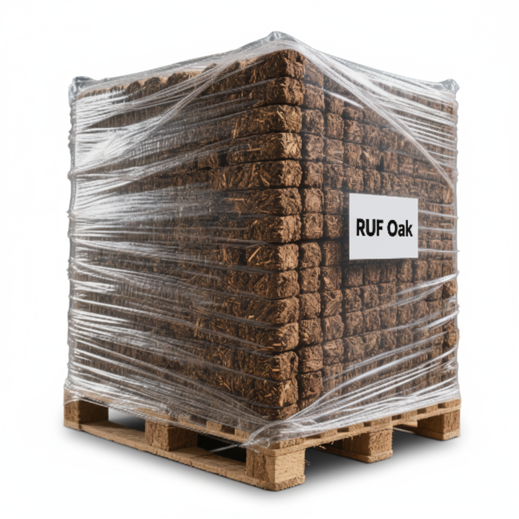 Briquetas RUF de Roble La Mas Potente 1 Palet 960 kg Opción Premium