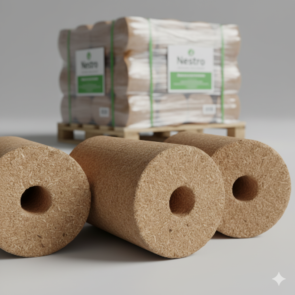 Briquetas Nestro Cilíndricas Versátiles y Eficientes 1 Palet 960 kg