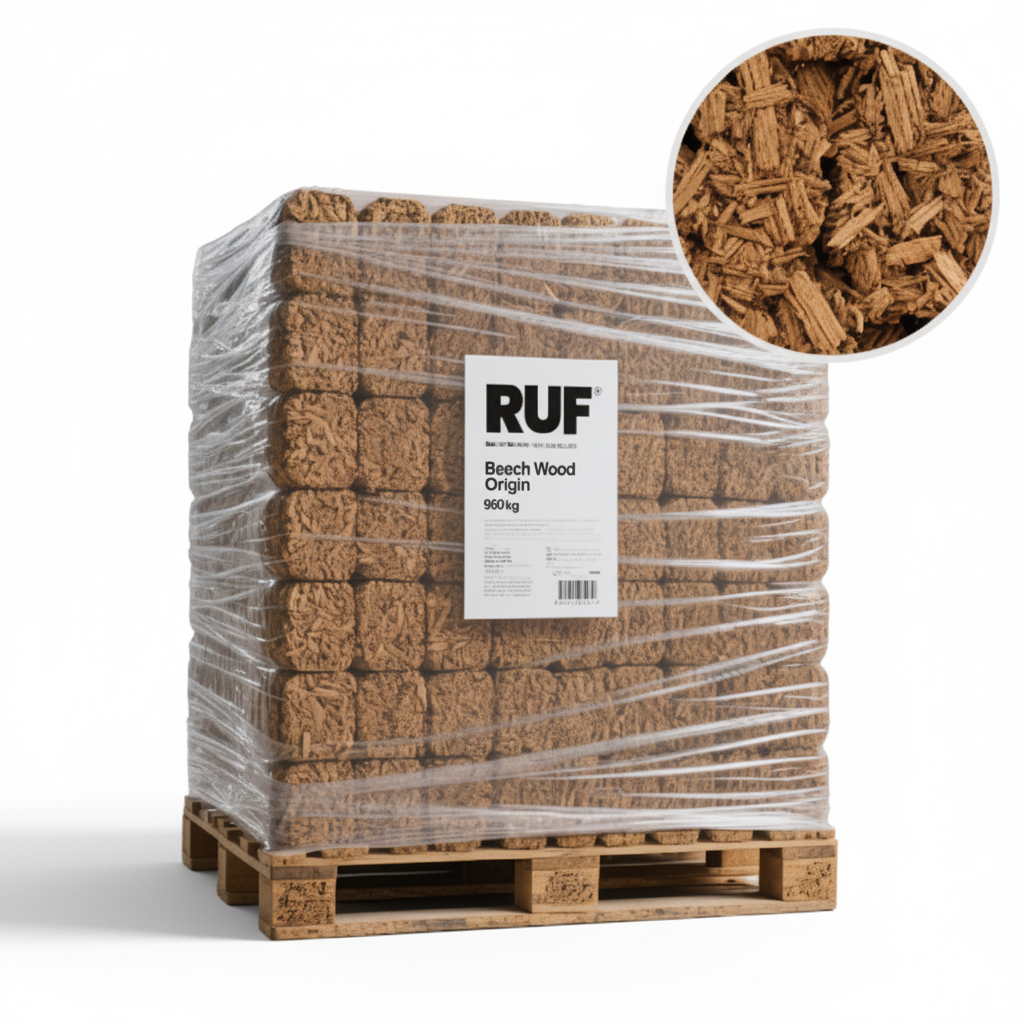 Briquetas RUF de Haya Máxima Duración 1 Palet 960 kg