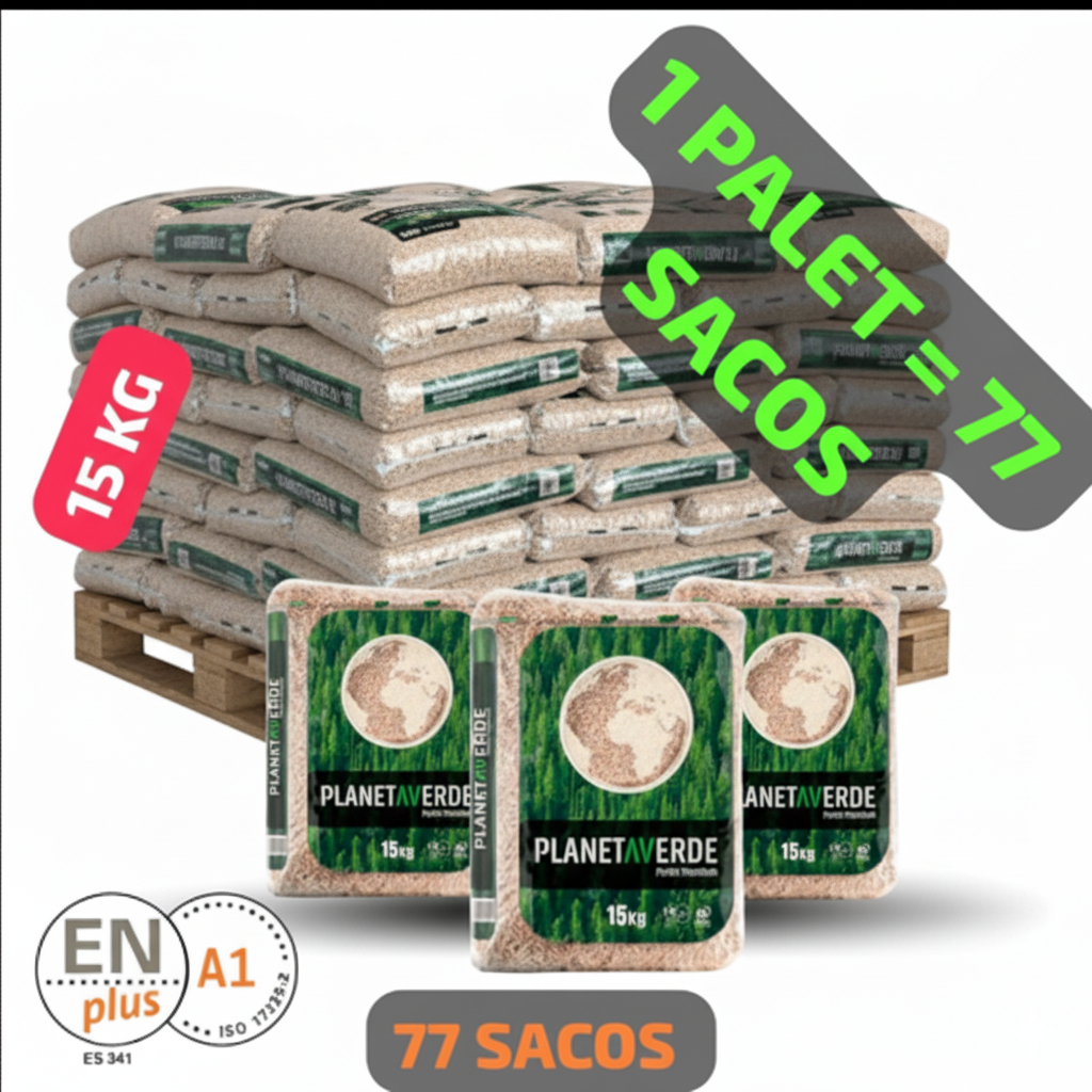 1 Palet de 77 Sacos certificado DIN ENplus A1 15Kg PLANETA VERDE